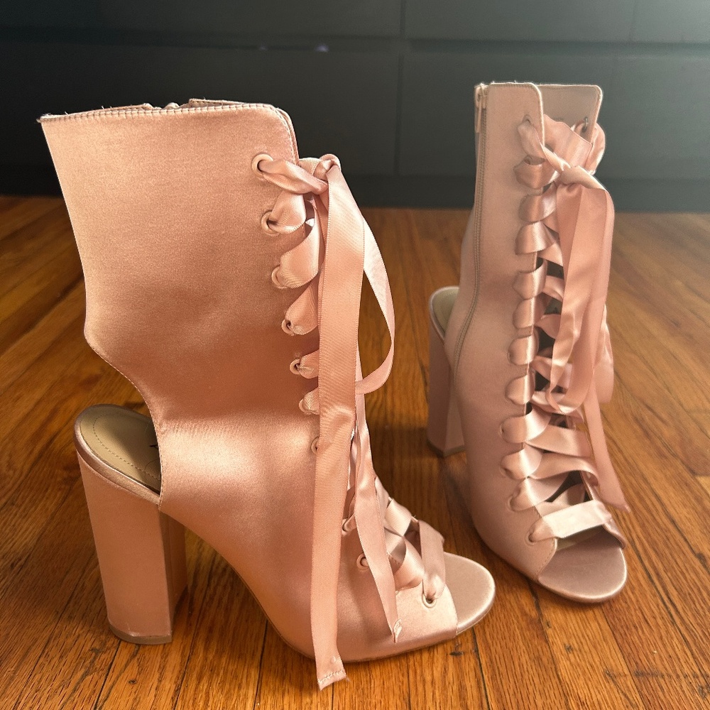 Aldo lace up peep-toe bootie